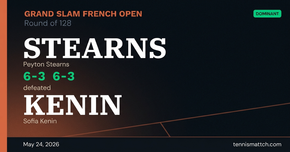 Peyton Stearns vs Sofia Kenin — French Open 2026