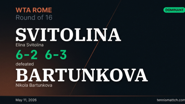 Elina Svitolina vs Nikola Bartunkova — Rome 2026