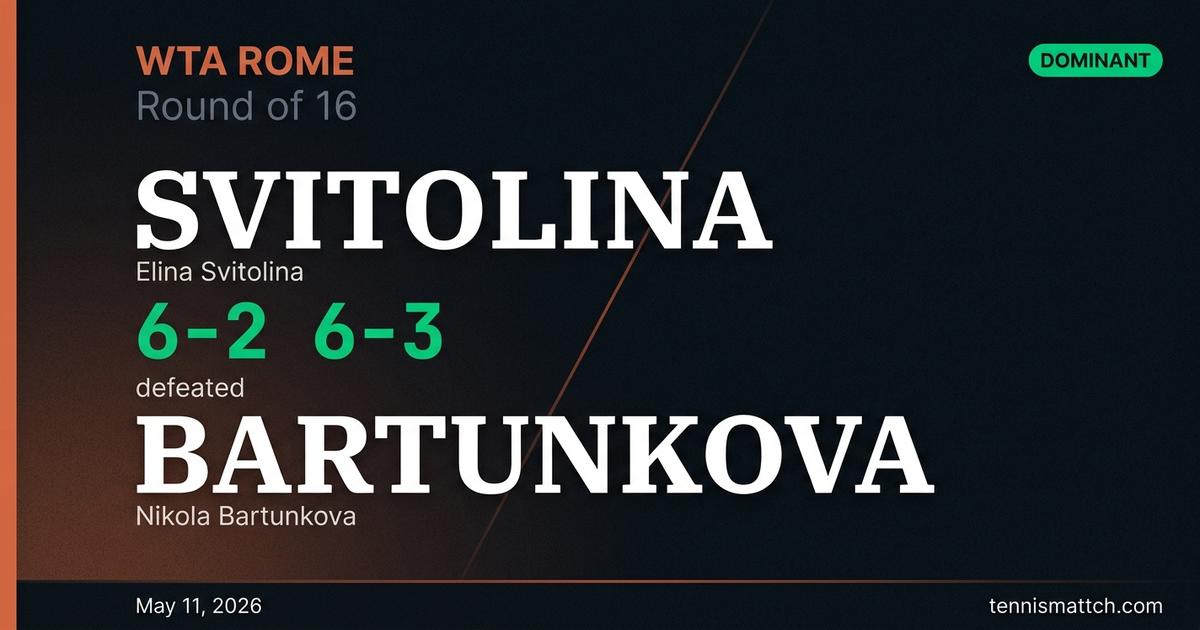 Elina Svitolina vs Nikola Bartunkova — Rome 2026
