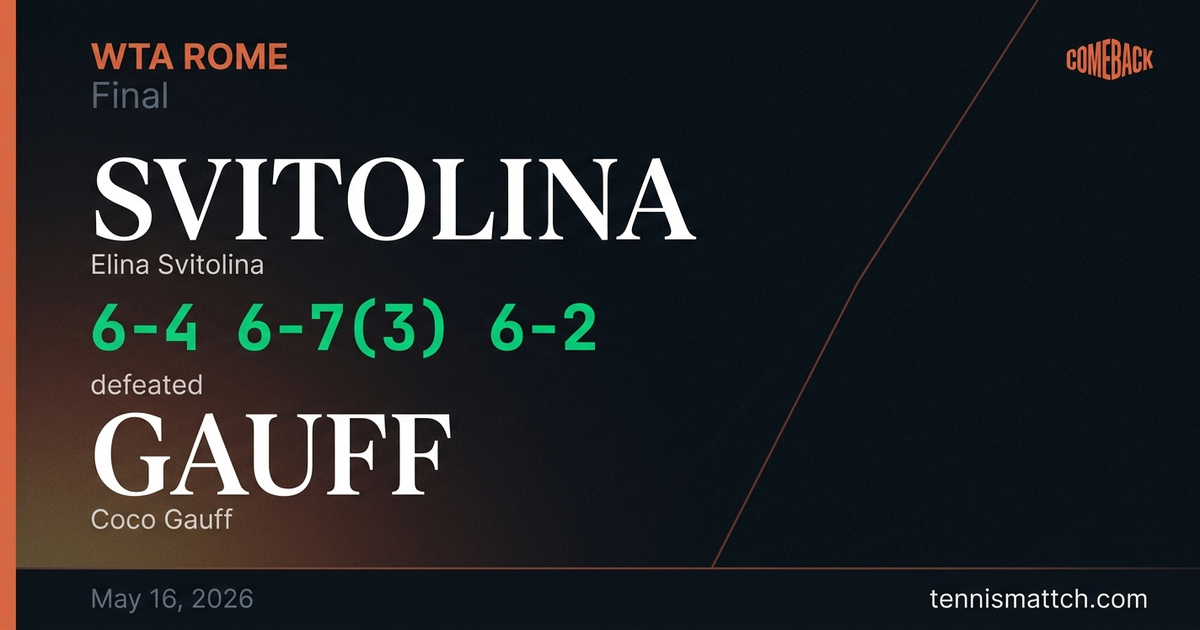 Elina Svitolina vs Coco Gauff — Rome 2026