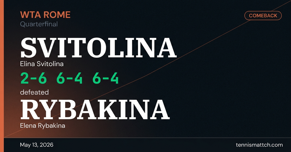 Elina Svitolina vs Elena Rybakina — Rome 2026