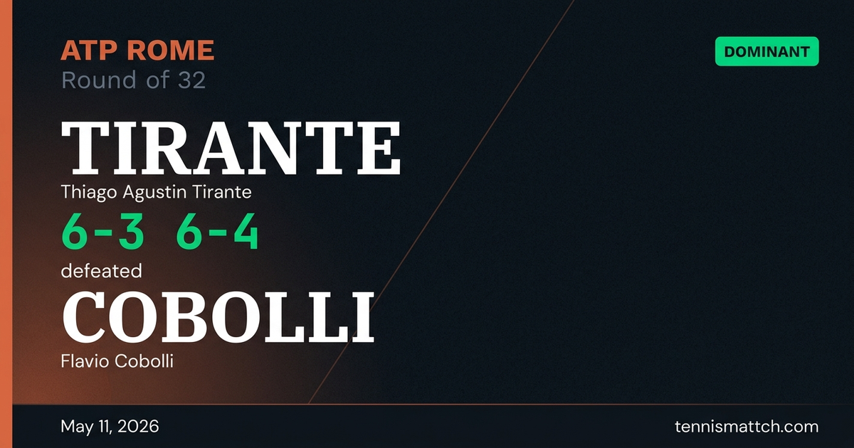 Thiago Agustin Tirante vs Flavio Cobolli — Rome 2026